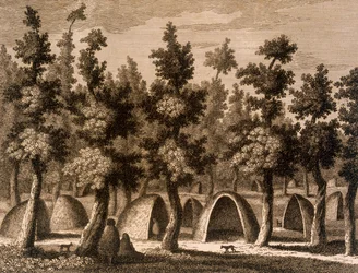 Vista de un pueblo en la Bahía del Buen Suceso, Tierra del Fuego, 1777